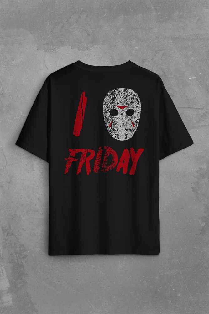 13. Cuma Onüçüncü Friday The 13Th 13 Sırt Ön Baskılı Oversize Tişört Unisex T-Shirt (1)