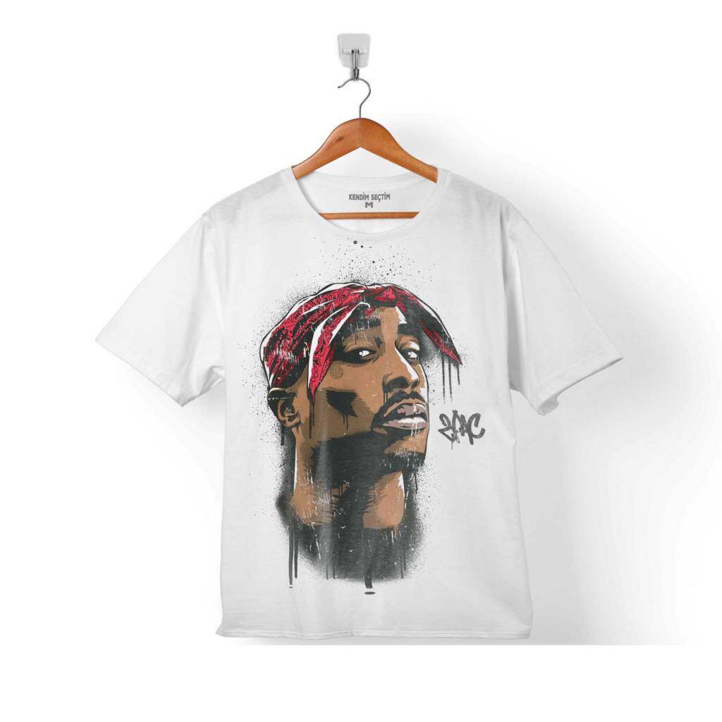 2Pac Tupac Shakur Makaveli Cartoon Çocuk Tişört Beyaz