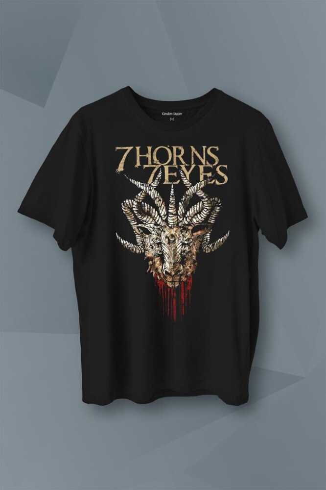 7 Horns 7 Eyes Metal Rock Baskılı Tişört Unisex