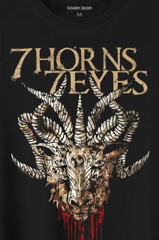 7 Horns 7 Eyes Metal Rock Baskılı Tişört Unisex (1)
