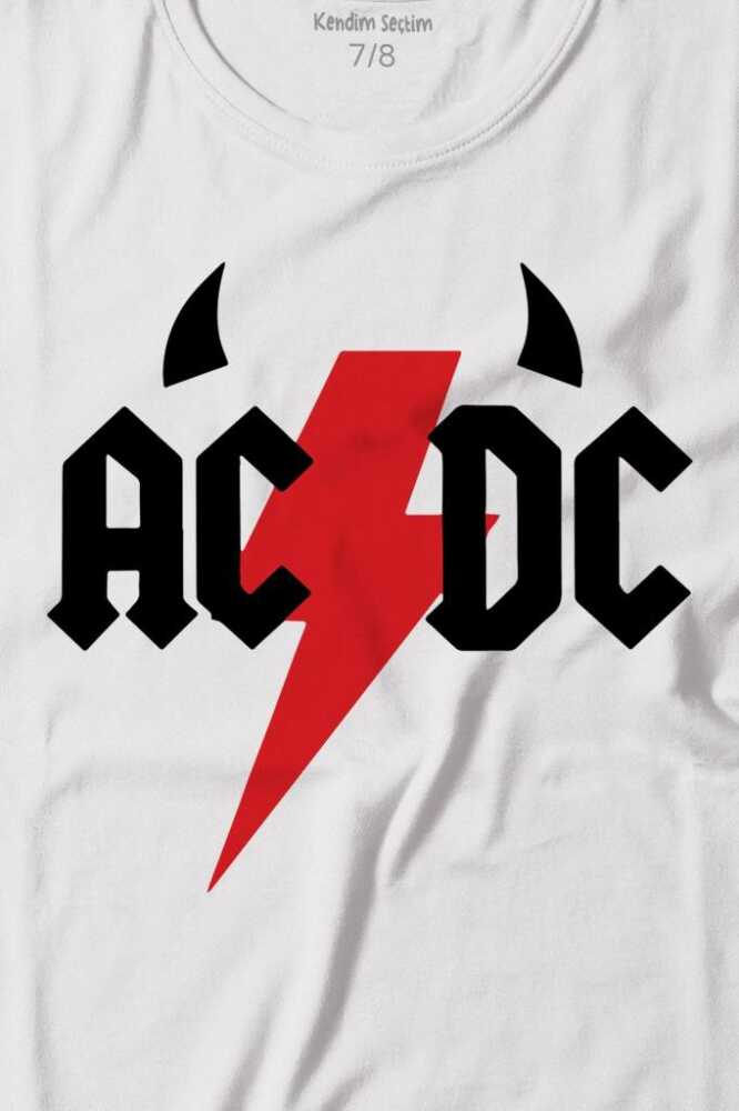 AC DC Alternatif Doğru Akım Music Devil Baskılı Çocuk Tişört (1)