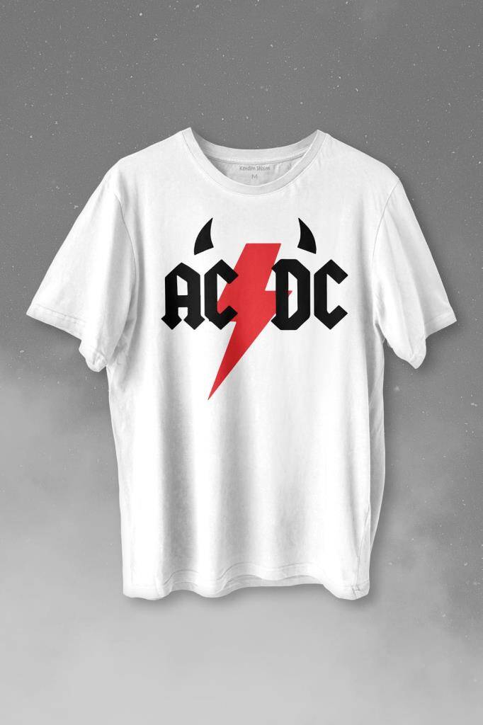 Ac Dc Alternatif Doğru Akım Music Devil Baskılı Tişört Unisex T-shirt - 1