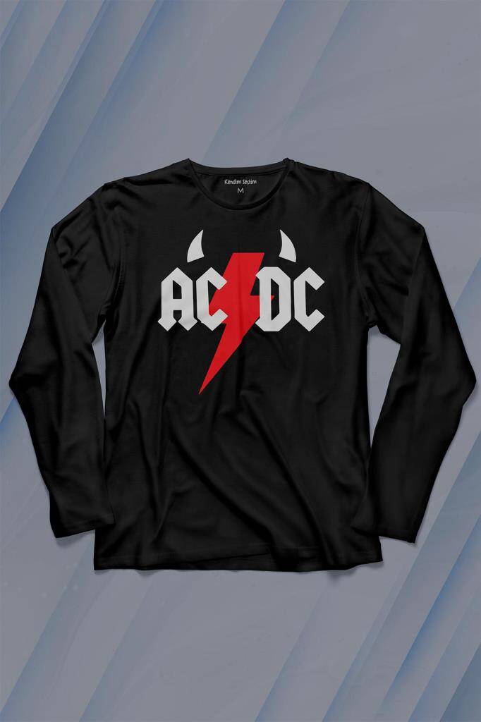 Ac Dc Alternatif Doğru Akım Musicdevil Uzun Kollu Tişört Baskılı Çocuk T-Shirt