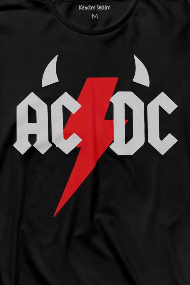 AC DC Alternatif Doğru Akım Music Devil Baskılı Uzun Kollu Tişört (1)
