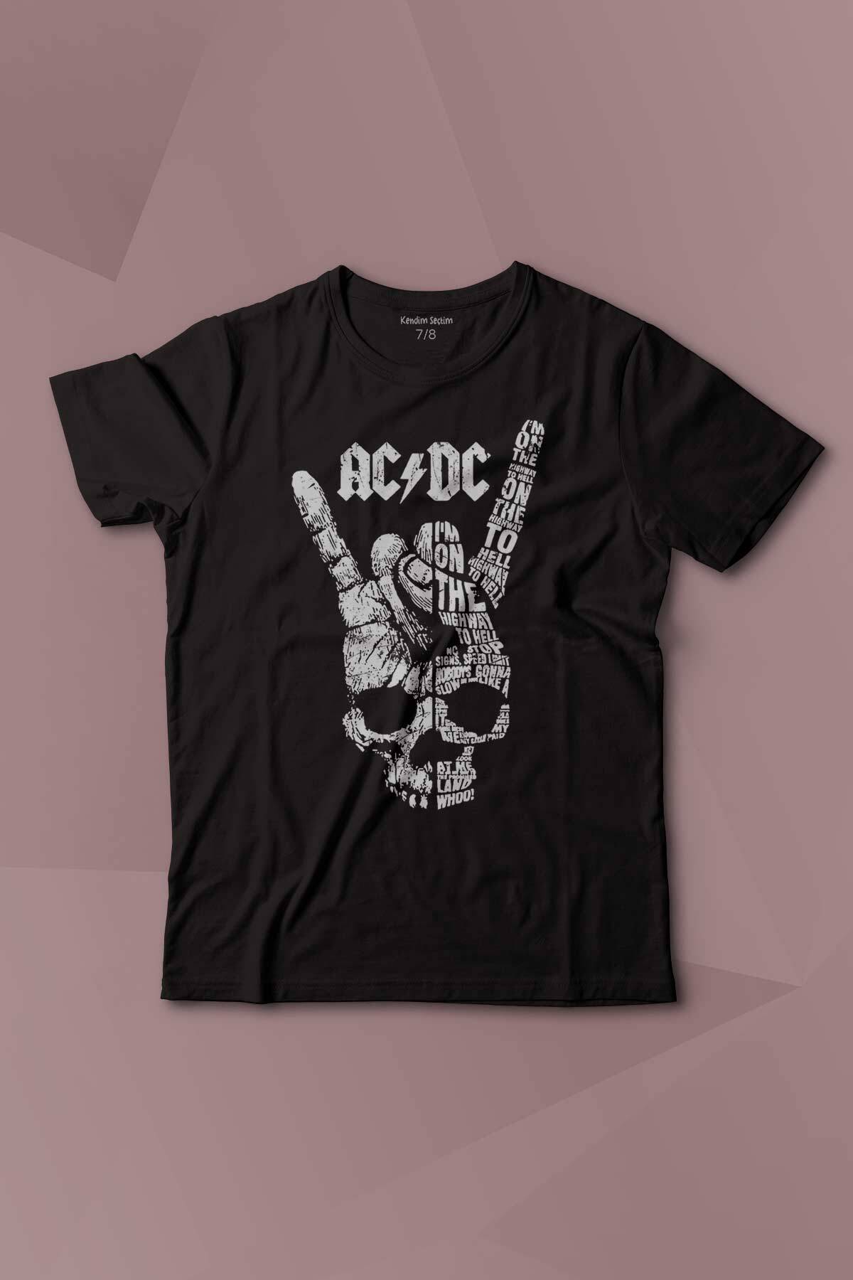 AC DC Hard Rock Music Müzik Baskılı Çocuk Tişört Kısa Kollu - 1