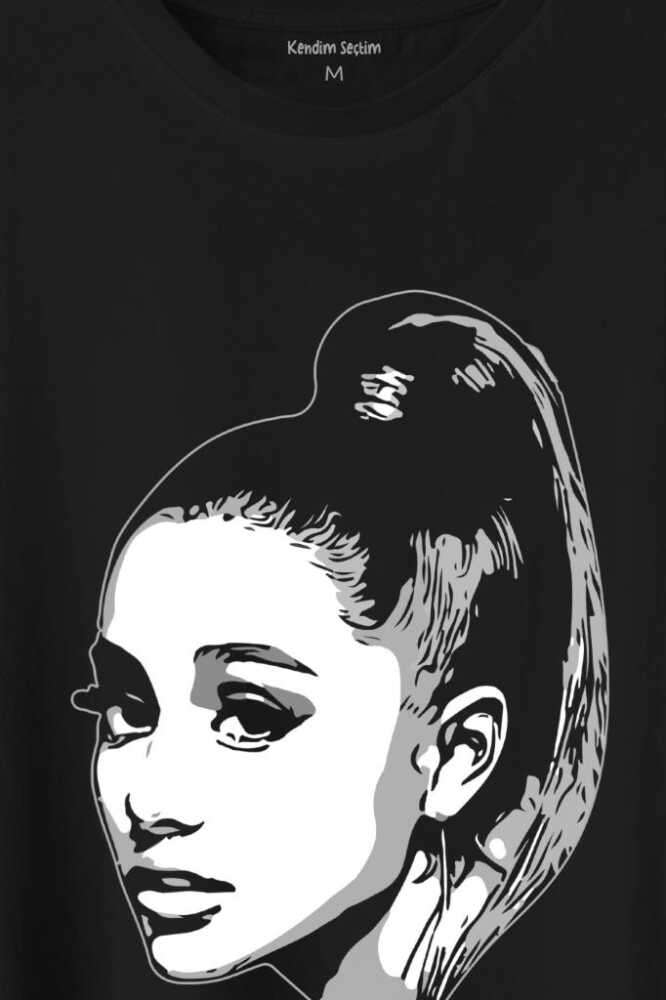 Adriana Grande Portre Silüeti Baskılı Tişört Unisex T-Shirt (1)