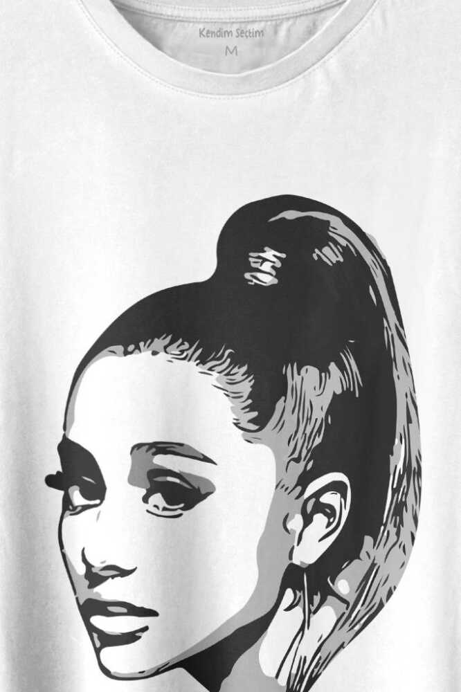 Adriana Grande Portre Silüeti Baskılı Tişört Unisex T-shirt (1)