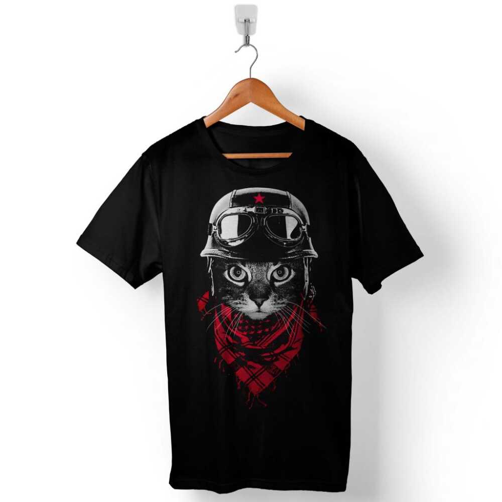 Adventurer Cat Kedi Smokin Baskılı Tişört Unisex