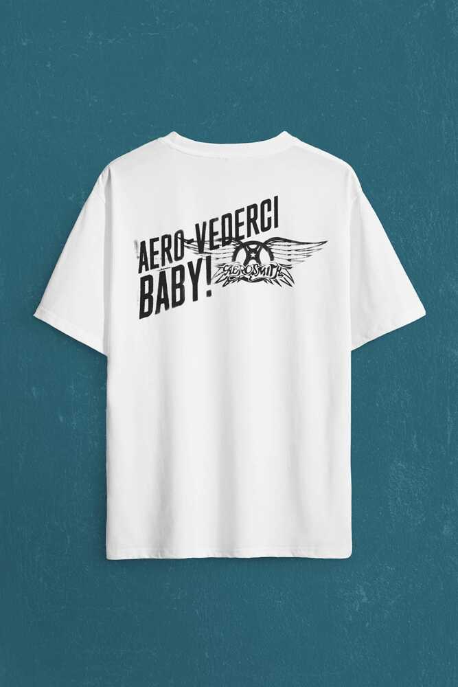 Aerosmith Steven Tyler Black On Black Wings Sırt Ön Baskılı Oversize Tişört Unisex T-Shirt (1)