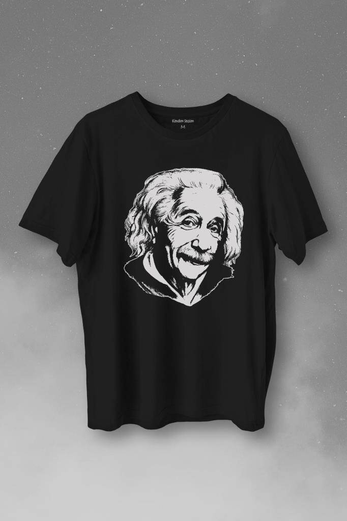 Albert Einstein İzafiyet Görelilik Teorisi Fizik Baskılı Siyah Tişört Unisex