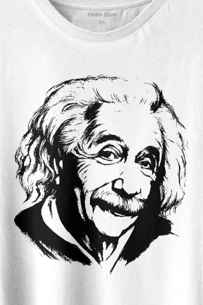 Albert Einstein İzafiyet Görelilik Teorisi Fizik Baskılı Beyaz Tişört Unisex (1)