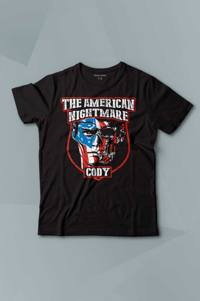 Amerikan Güreşi Cody Rhodes Nightmare Wwe Baskılı Çocuk Tişört Kısa Kollu
