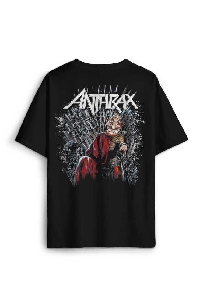 Anthrax Thrash Metal Big Four Guitar Gitar Music Baskılı Oversize Siyah Unisex Tişört