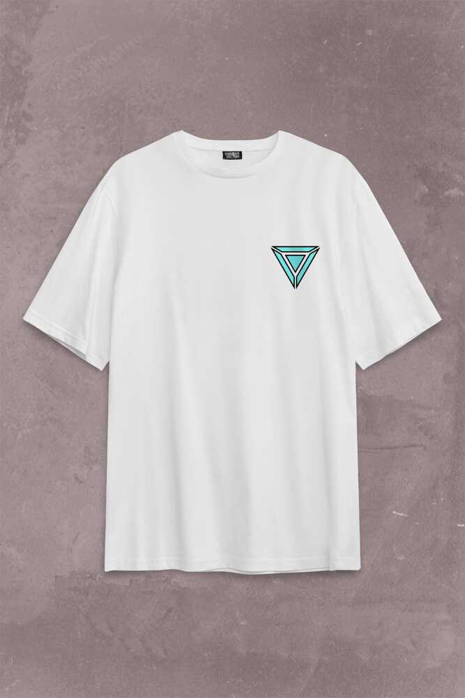Arc Reactor Iron Man Demir Adam Sırt Ön Baskılı Beyaz Oversize Tişört Unisex