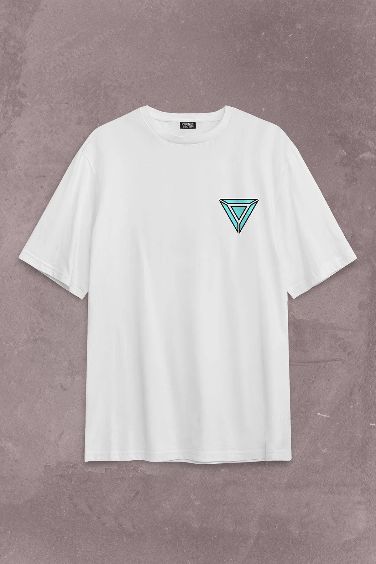 Arc Reactor Iron Man Demir Adam Sırt Ön Baskılı Beyaz Oversize Tişört Unisex