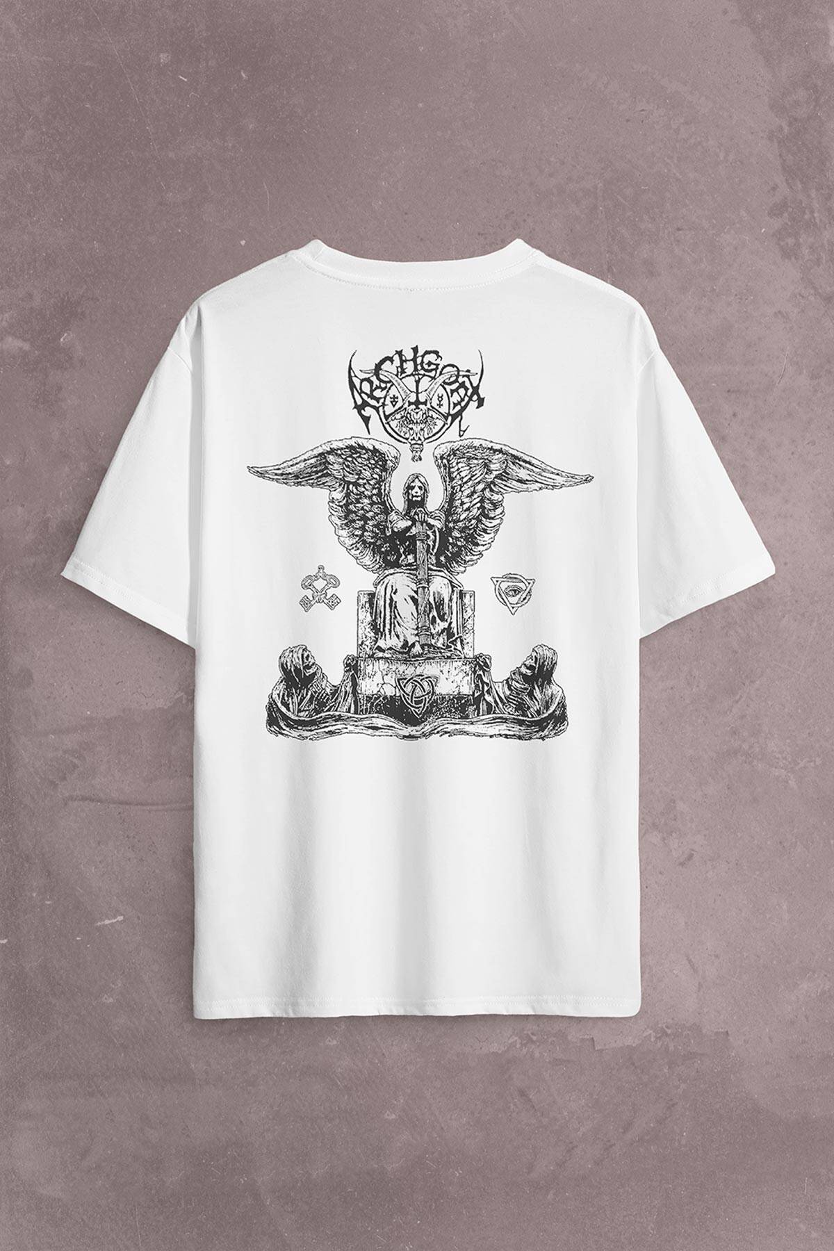 Archgoat Behemoth Metallica Heavy Metal Sırt Ön Baskılı Oversize Tişört Unisex T-Shirt (1)
