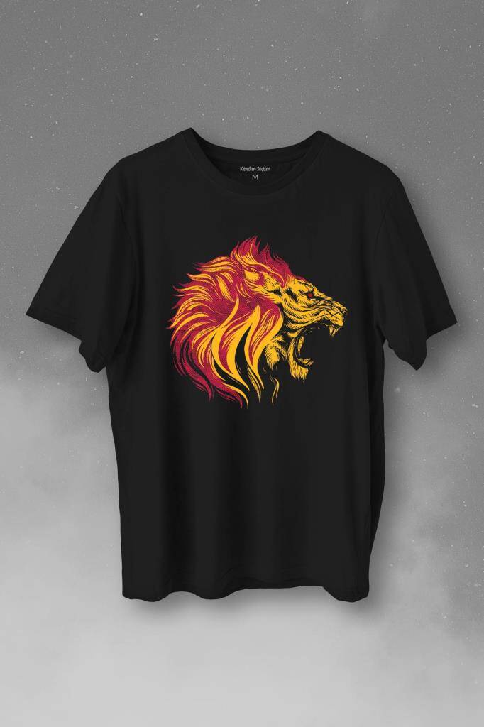 Aslan Lion Head Champion Şampiyon Kral King Galata Baskılı Siyah Tişört Unisex