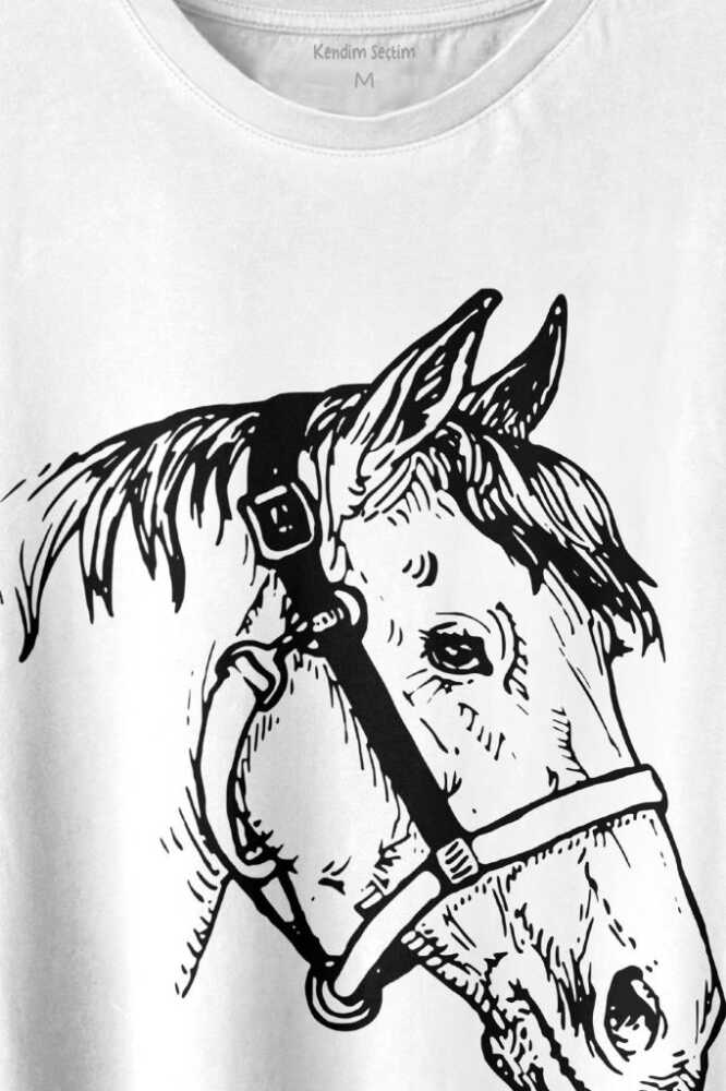 At Portresi Profili Horse Kafası Siluet Baskılı Tişört Unisex (1)