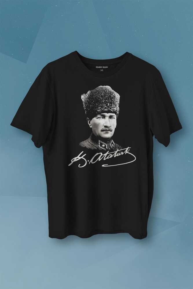 Atatürk Gazi Mustafa Kemal Kalpaklı Baskılı Tişört Unisex