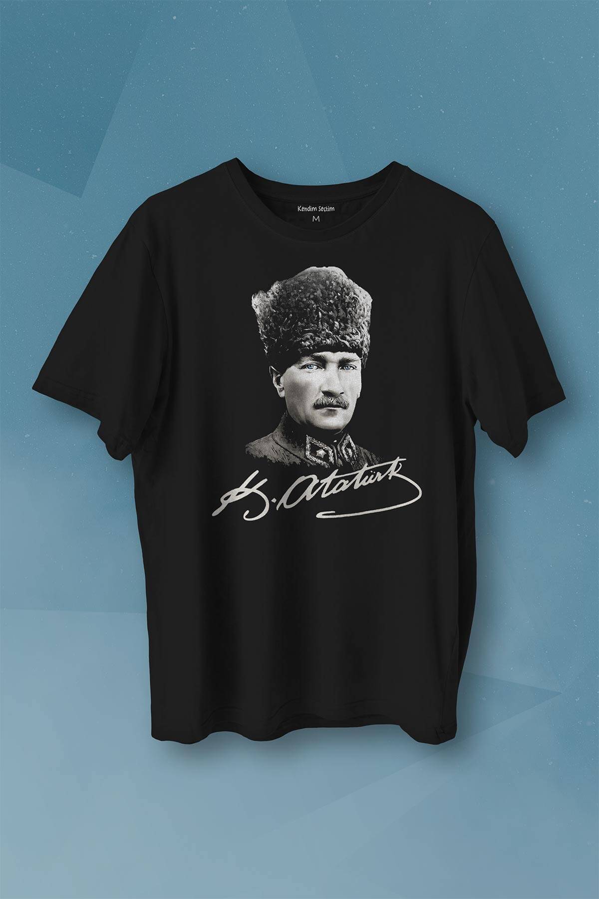 Atatürk Gazi Mustafa Kemal Kalpaklı Baskılı Tişört Unisex