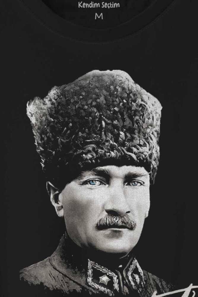 Atatürk Gazi Mustafa Kemal Kalpaklı Baskılı Tişört Unisex (1)