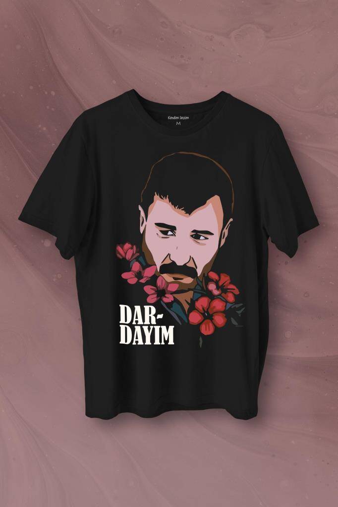 Azer Bülbül Dardayım Arabesk Baskılı Siyah Tişört Unisex