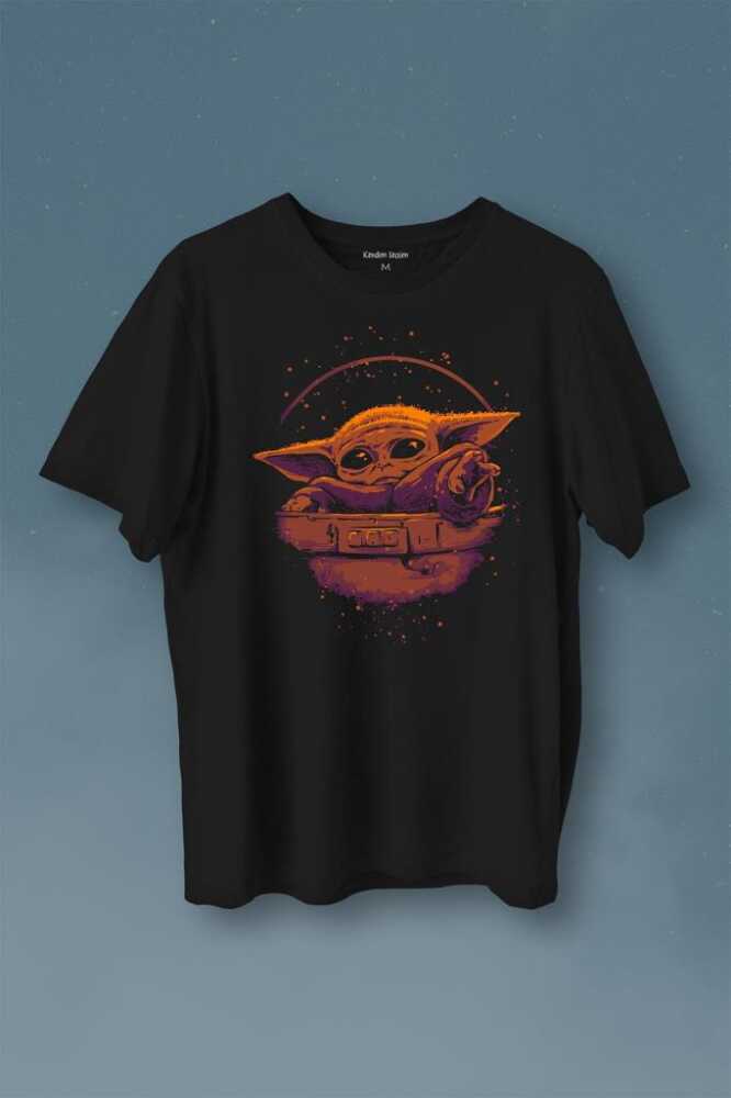 Baby On Board Yoda Star Wars Yeşil Bebek Mandalorian Baskılı Siyah Tişört Unisex