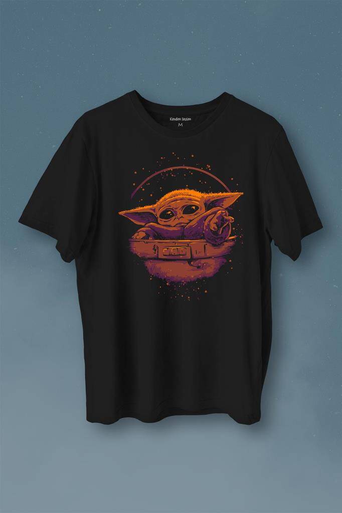 Baby On Board Yoda Star Wars Yeşil Bebek Mandalorian Baskılı Siyah Tişört Unisex