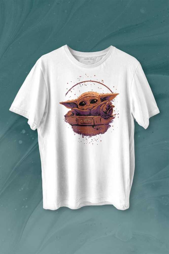 Baby on Board Yoda Star Wars Yeşil Bebek Mandalorian Baskılı Beyaz Tişört Unisex
