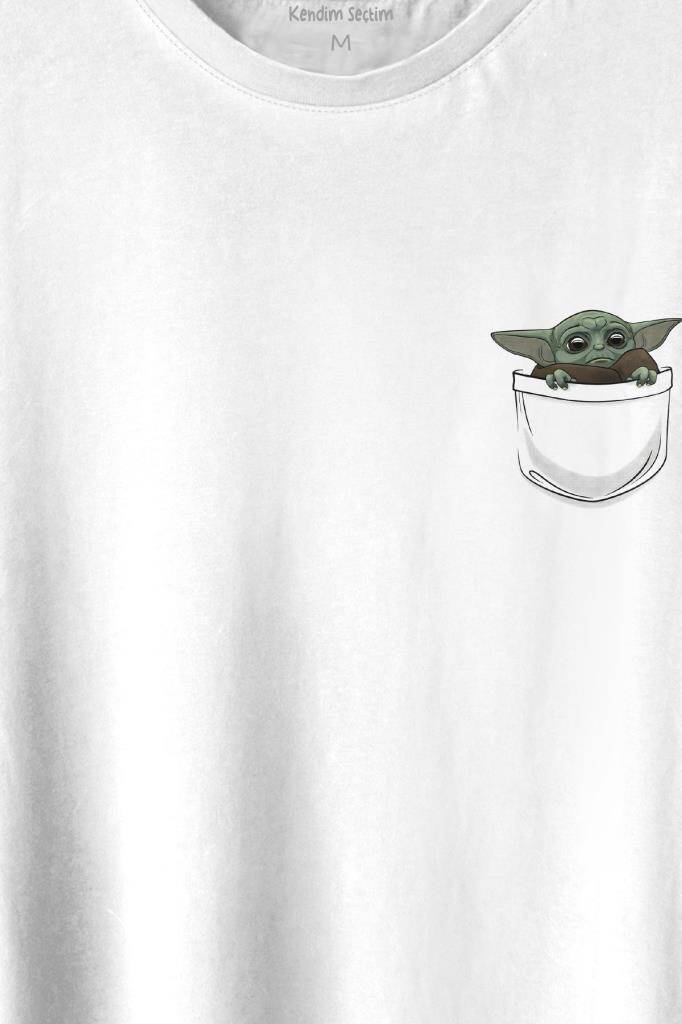Baby on Board Yoda Star Wars Yeşil Bebek Mandalorian Cep Baskılı Tişört Unisex - 2