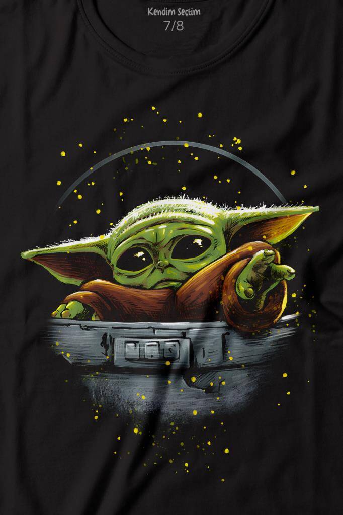 Baby on Board Yoda Star Wars Yeşil Bebek Mandalorian Baskılı Çocuk Tişört (1)