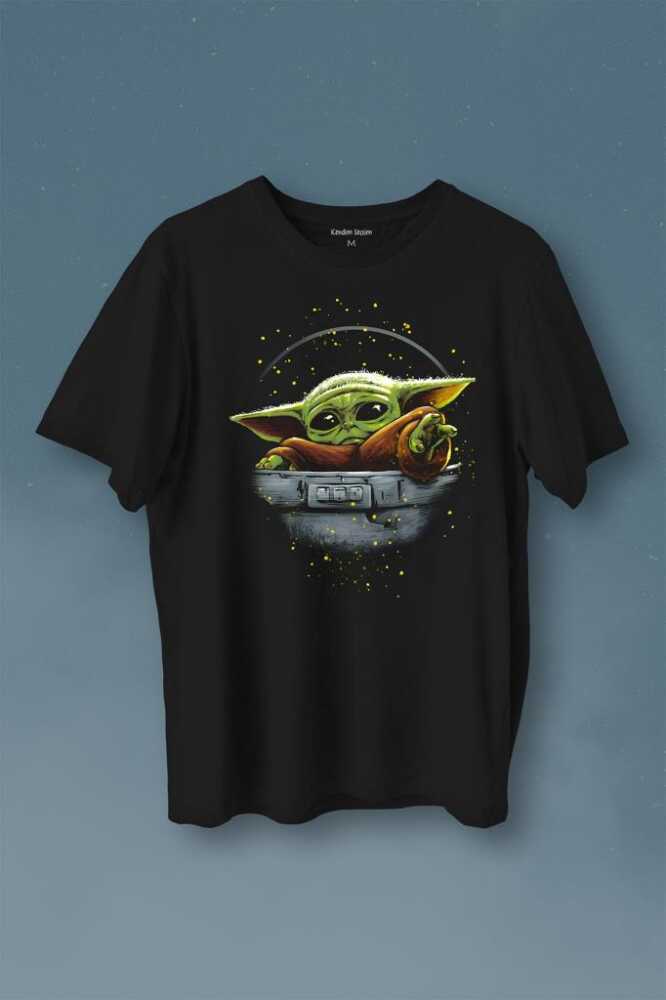 Baby On Board Yoda Star Wars Yeşil Bebek Mandalorian Baskılı Tişört Unisex