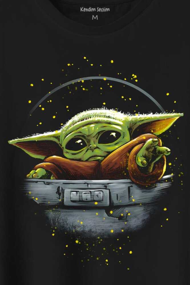 Baby On Board Yoda Star Wars Yeşil Bebek Mandalorian Baskılı Tişört Unisex (1)