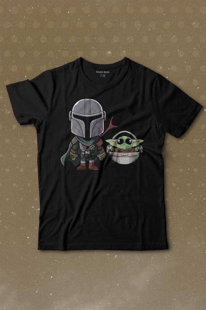 Baby Yoda Mando Figür The Mandalorian Bebek Yoda Star Wars Baskılı Çocuk Tişört