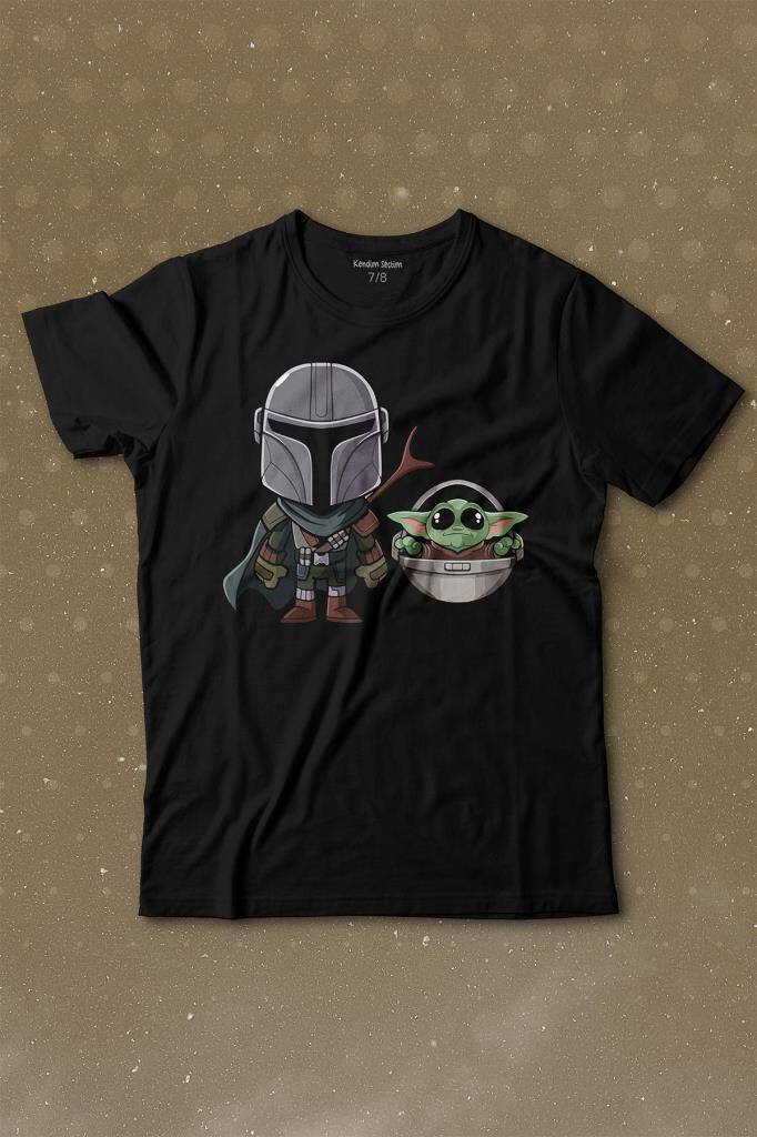 Baby Yoda Mando Figür The Mandalorian Bebek Yoda Star Wars Baskılı Çocuk Tişört