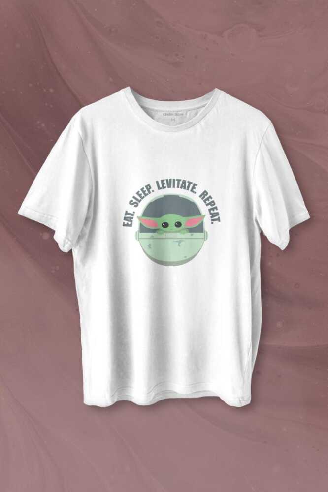 Baby Yoda The Mandalorian Star Wars Bebek Yoda Baskılı Beyaz Tişört Unisex