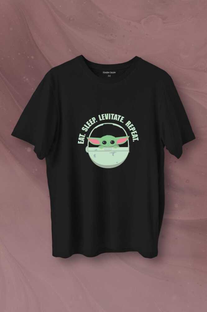 Baby Yoda The Mandalorian Star Wars Bebek Yoda Baskılı Siyah Tişört Unisex