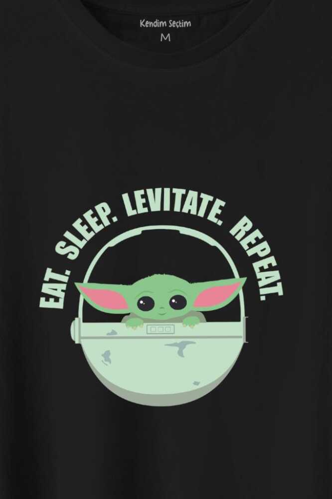 Baby Yoda The Mandalorian Star Wars Bebek Yoda Baskılı Siyah Tişört Unisex (1)