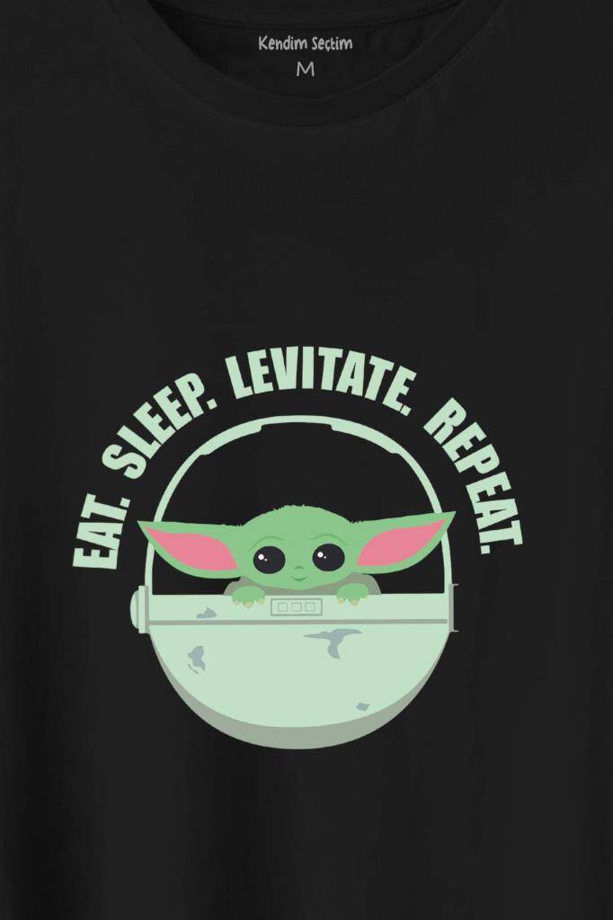 Baby Yoda The Mandalorian Star Wars Bebek Yoda Baskılı Siyah Tişört Unisex (1)