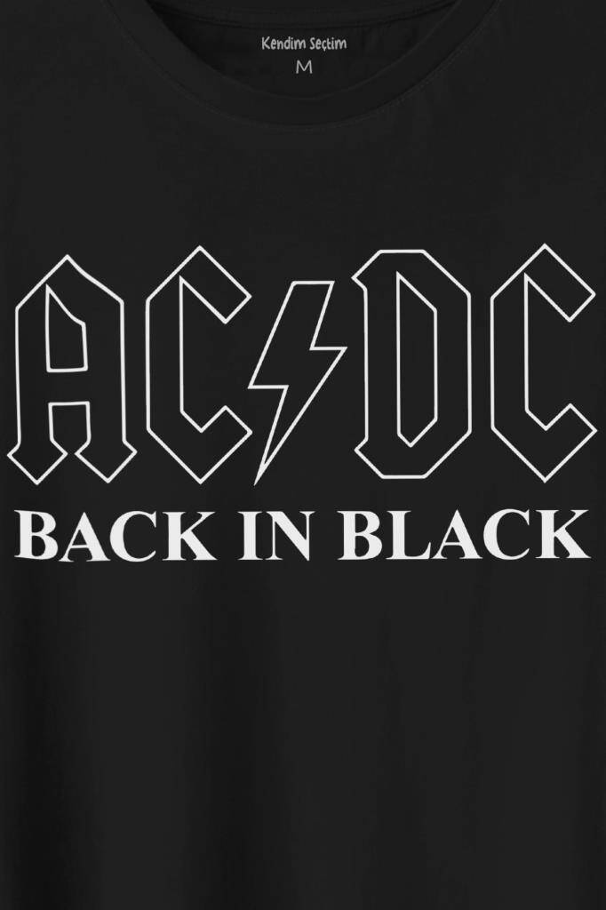 Back In Black Ac Dc Alternatif Doğru Akım Tesla Baskılı Tişört Unisex T-Shirt (1)