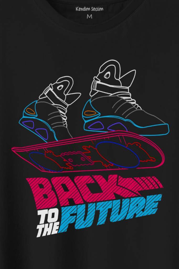 Back To The Future Geleceğe Dönüş Uçan Kaykay Baskılı Tişört Unisex (1)