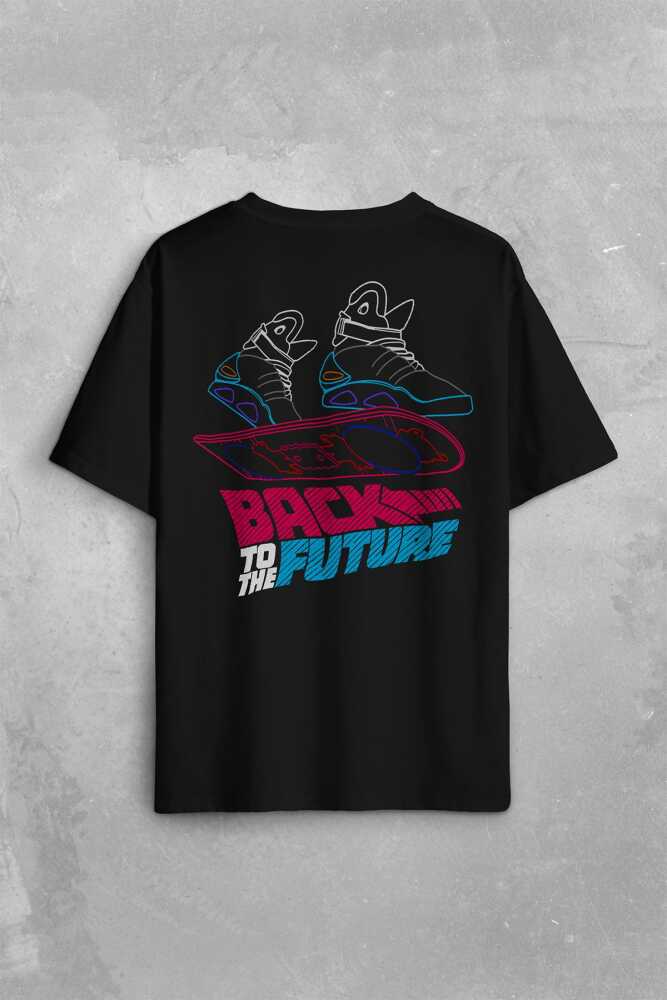 Back To The Future Geleceğe Dönüş Uçan Kaykay Sırt Ön Baskılı Oversize Tişört Unisex