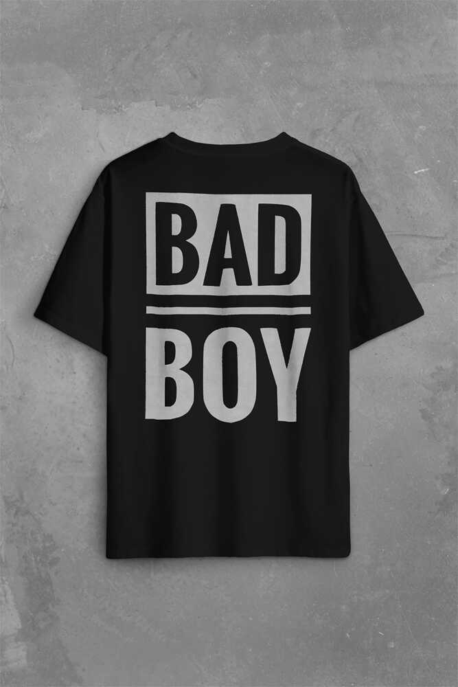 Bad Boy Badboy Kötü Haylaz Çocuk Sırt Ön Baskılı Siyah Oversize Tişört Unisex