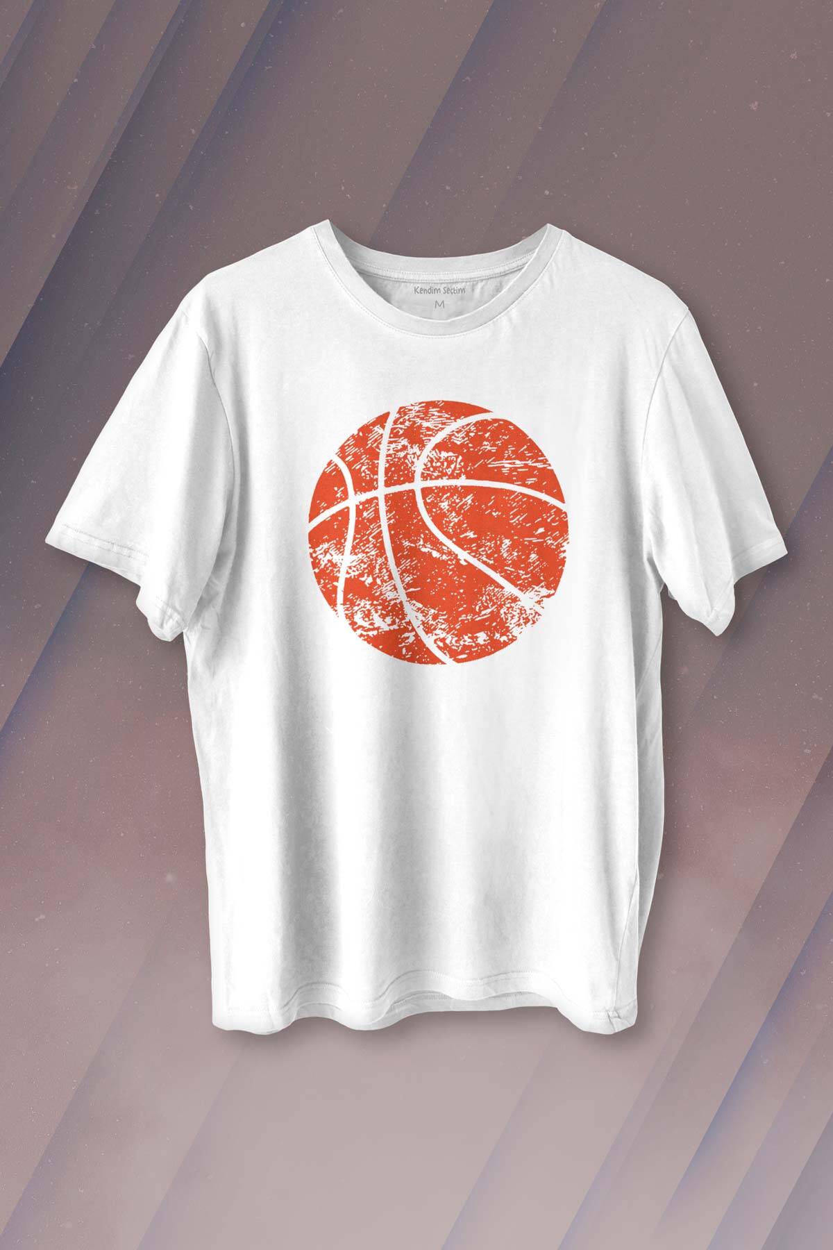 Basketball Vintage Grunge Retro Basket Topu Baskılı Beyaz Tişört Unisex