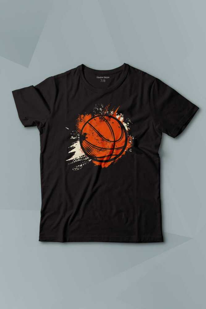 Basketbol Vintage Grunge Retro Basket Topu Baskılı Çocuk Tişört Kısa Kollu