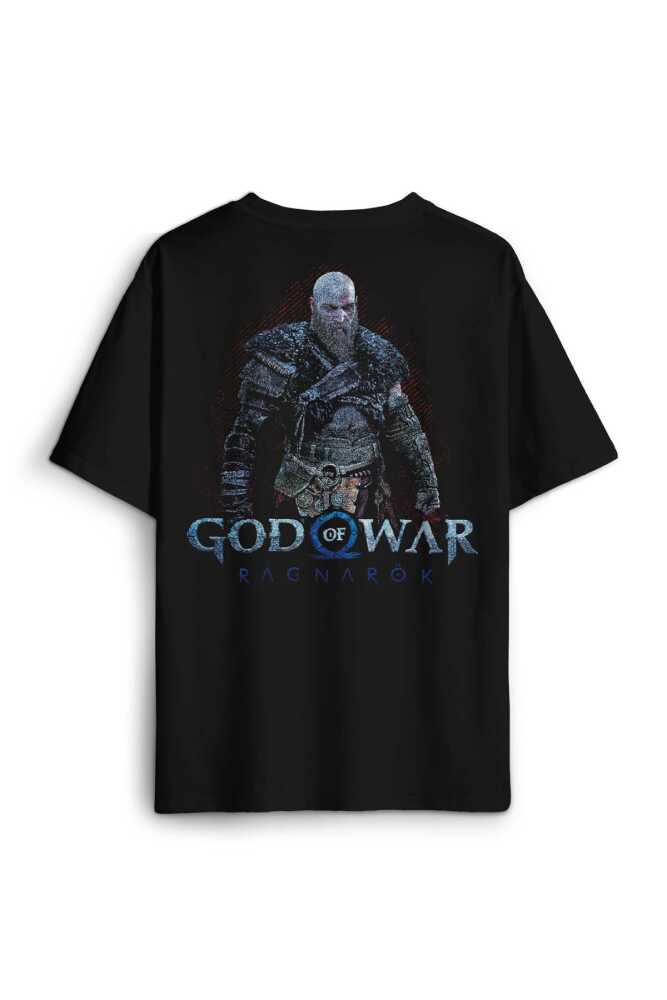 God of War Ragnarok Gamer Oyun Baskılı Siyah Oversize Tişört