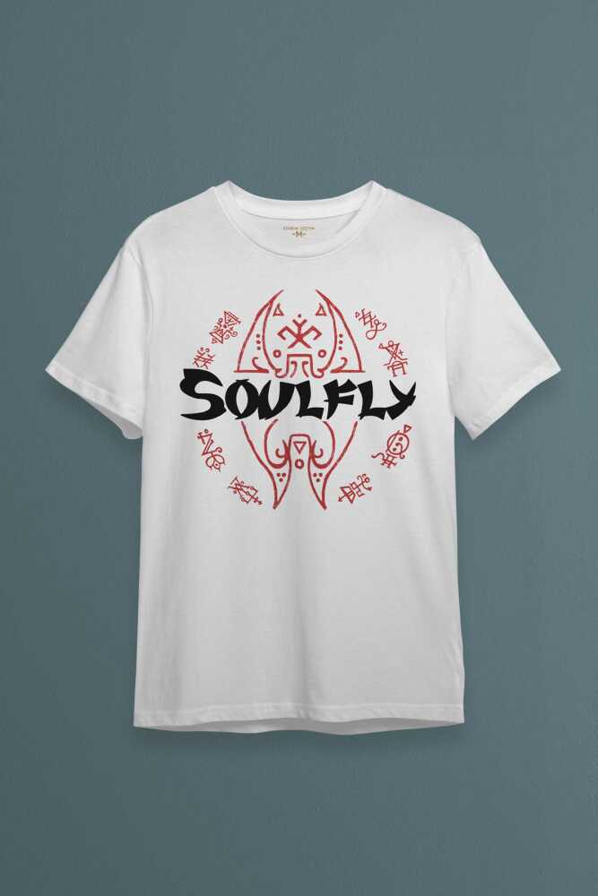 Soulfly Metal Music Müzik Pamuklu Baskılı Beyaz Renk Unisex Tişört