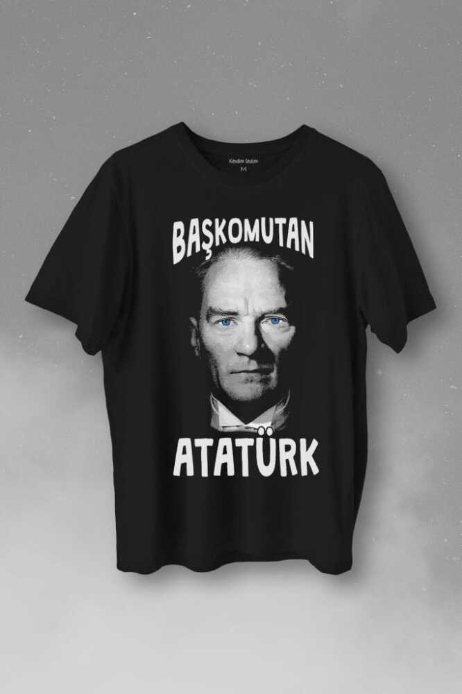 Başkomutan Atatürk Mavi Gözlü Gazi Reis Baskılı Tişört Unisex