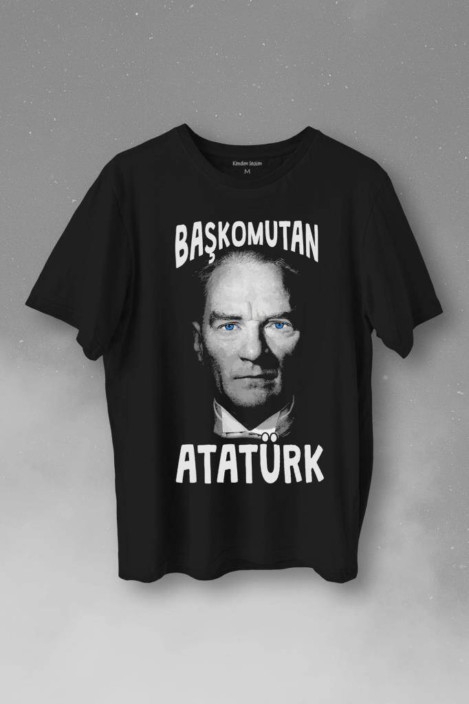 Başkomutan Atatürk Mavi Gözlü Gazi Reis Baskılı Tişört Unisex
