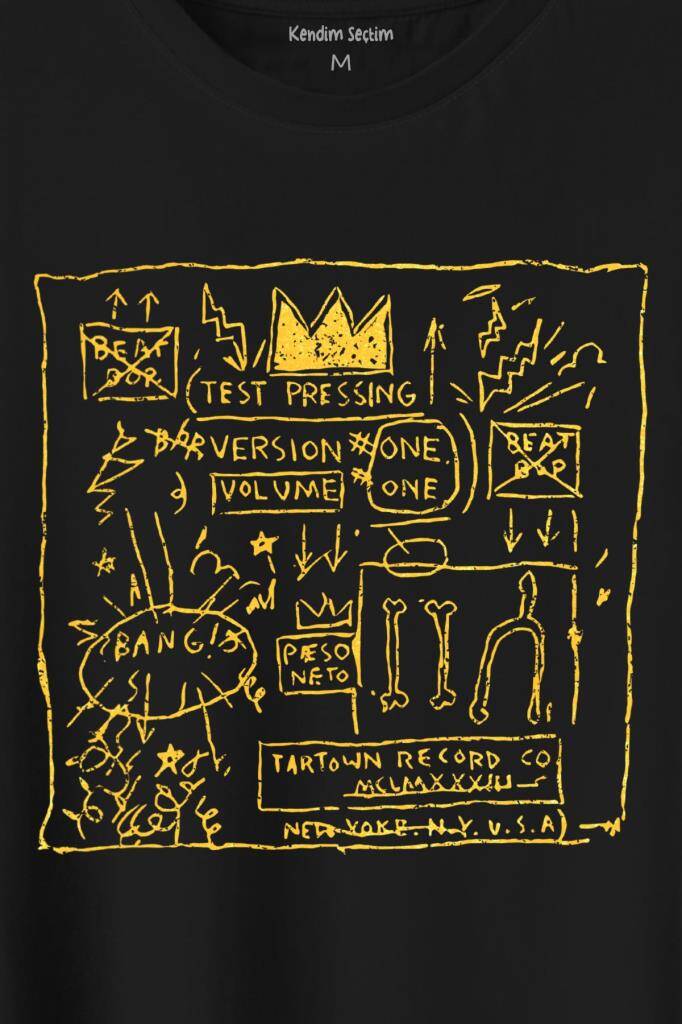 Basquiat Taç Kral King Sanat Pop Art Baskılı Tişört Unisex (1)